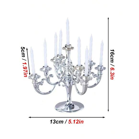 Silver Candelabra Candle Cake Topper for Birthdays, Weddings, Parties w candles - Picture 2 of 3